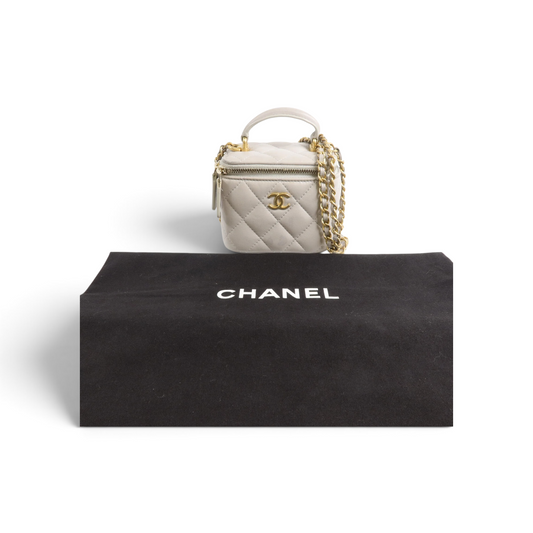 Chanel Mini Vanity Cuir d’agneau Gris claire — vue 2