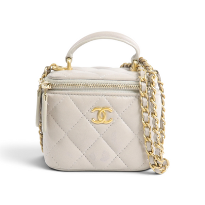 Chanel Mini Vanity Cuir d’agneau Gris claire — vue 1