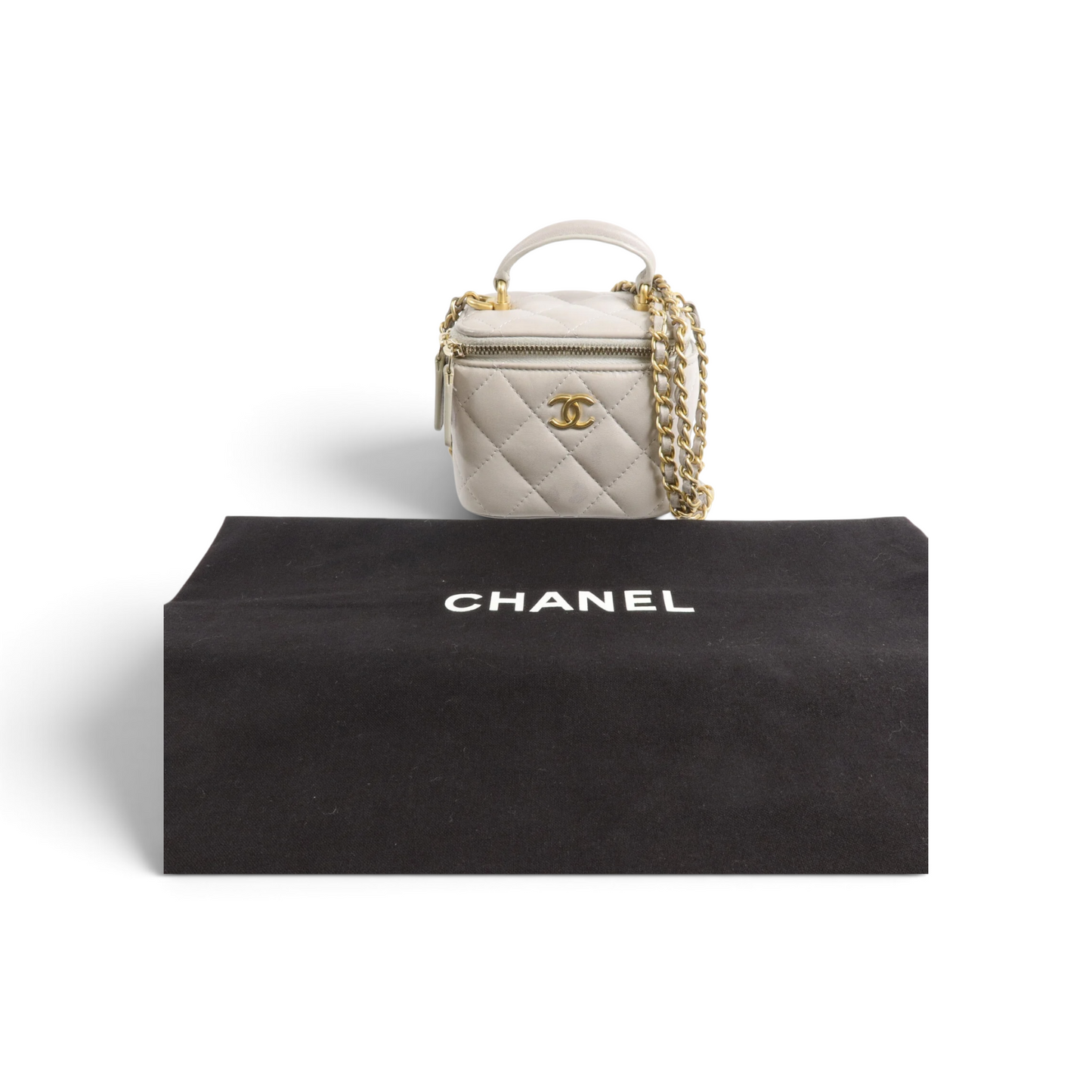 Chanel Mini Vanity Cuir d’agneau Gris claire — vue 2
