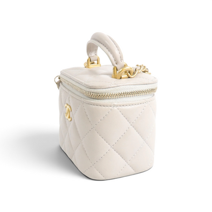 Chanel Mini Vanity Cuir d’agneau Gris claire — vue 3