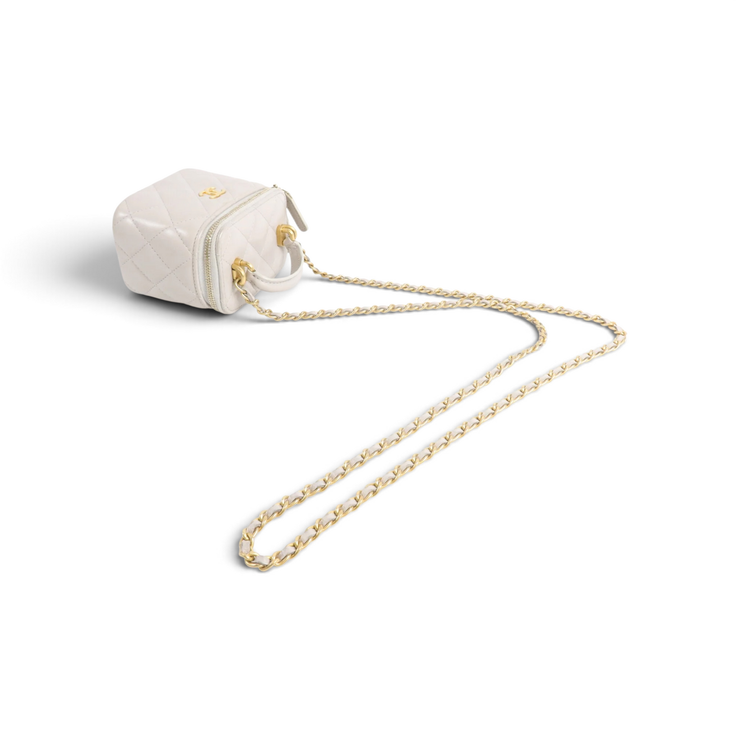 Chanel Mini Vanity Cuir d’agneau Gris claire — vue 6