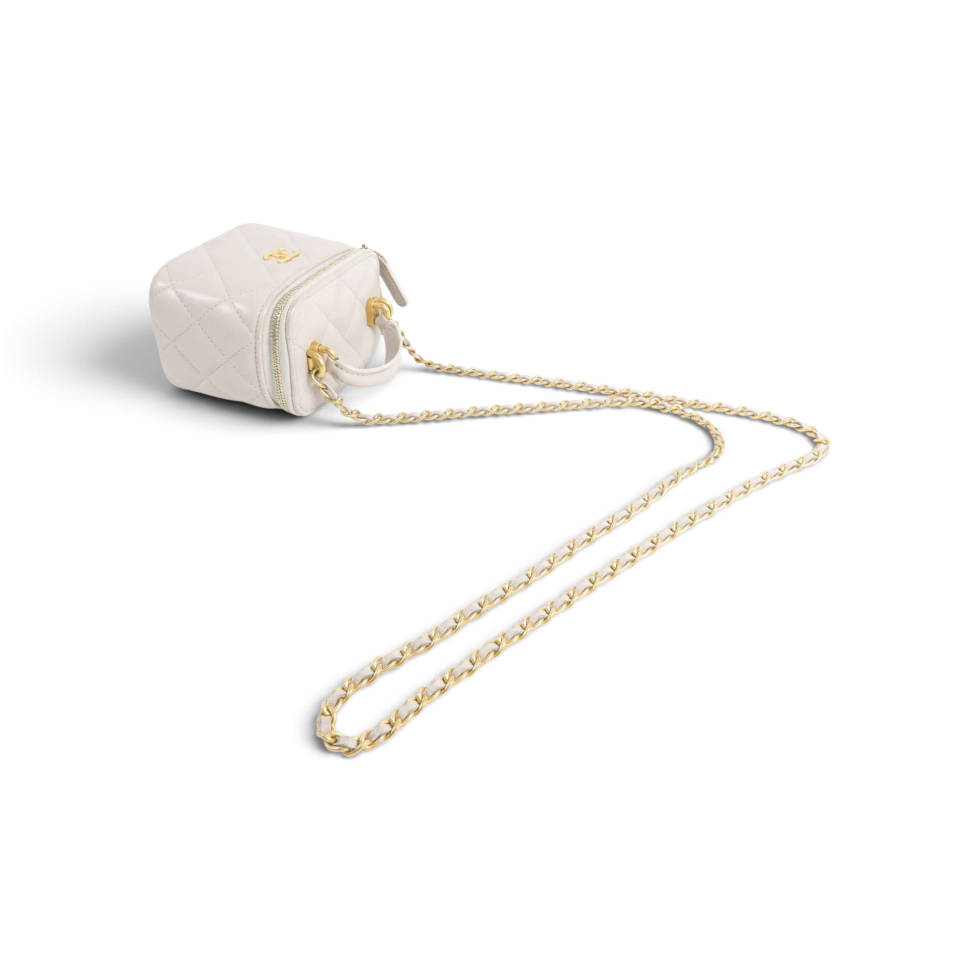 Chanel Mini Vanity Cuir d’agneau Gris claire — vue 6