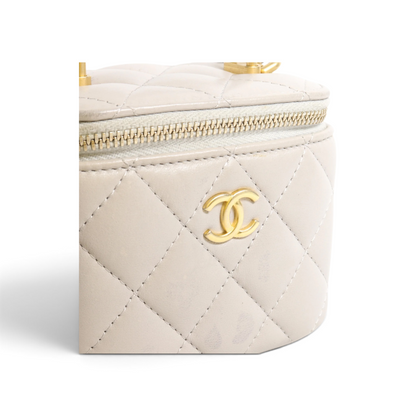 Chanel Mini Vanity Cuir d’agneau Gris claire — vue 12