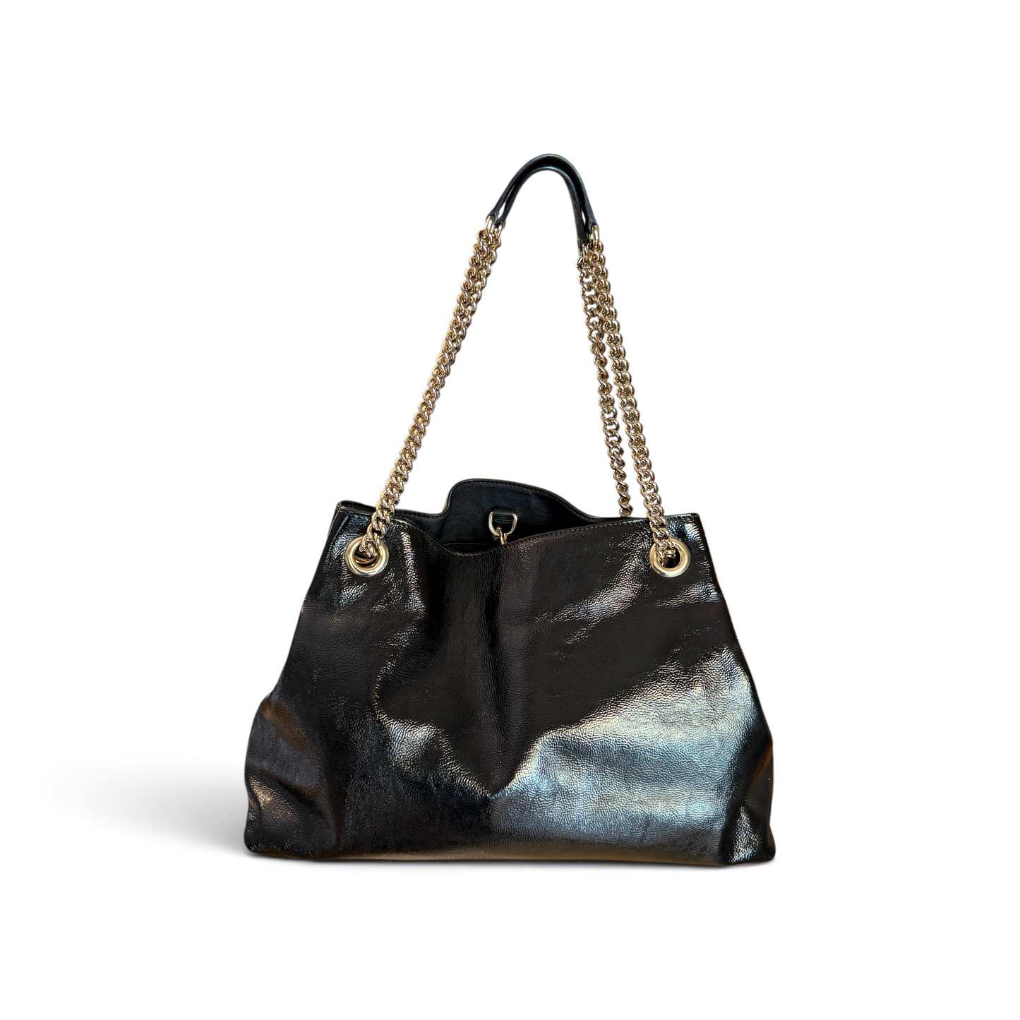 Gucci Soho cuir verni noir chaîne dorée — vue 3