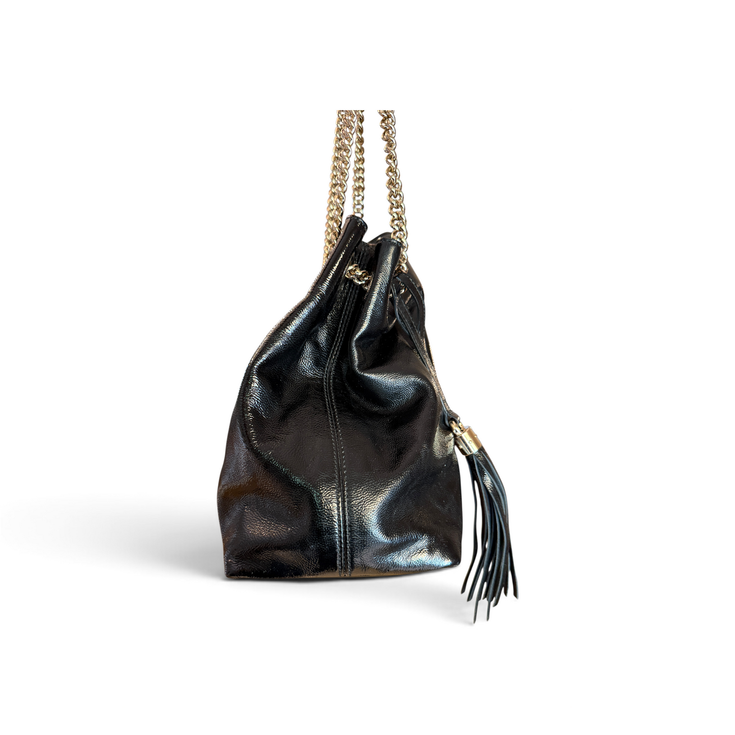 Gucci Soho cuir verni noir chaîne dorée — vue 4