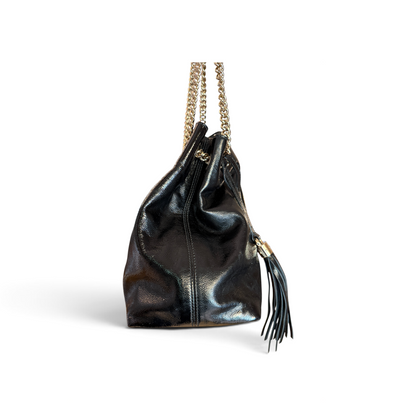 Gucci Soho cuir verni noir chaîne dorée — vue 4