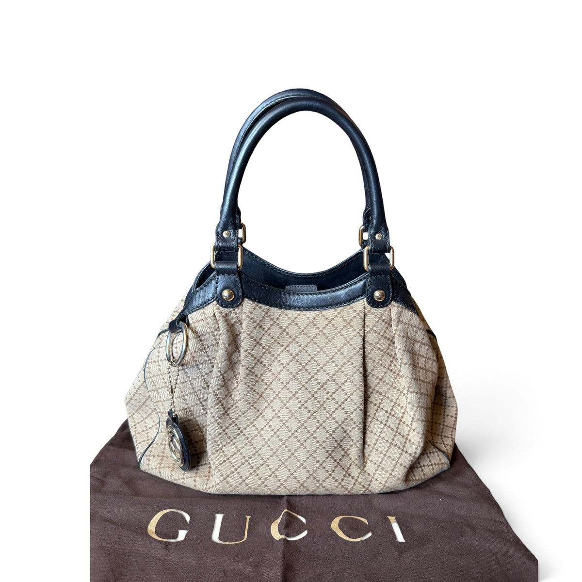 Gucci Sukey Toile, Cuir Beige — vue 1