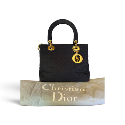 Dior Lady Dior Toile Nylon cannage Noir — vue 1