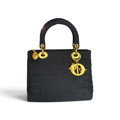 Dior Lady Dior Toile Nylon cannage Noir — vue 2