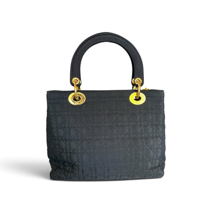 Dior Lady Dior Toile Nylon cannage Noir — vue 4