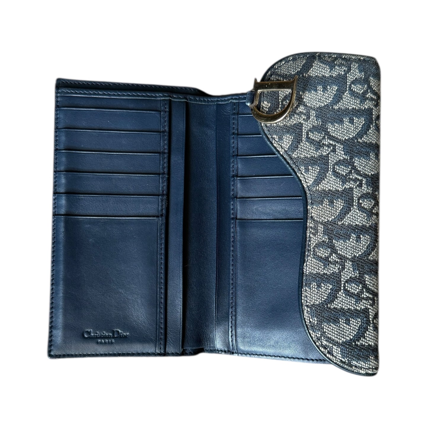 Portefeuille Saddle Toile Jacquard Bleu