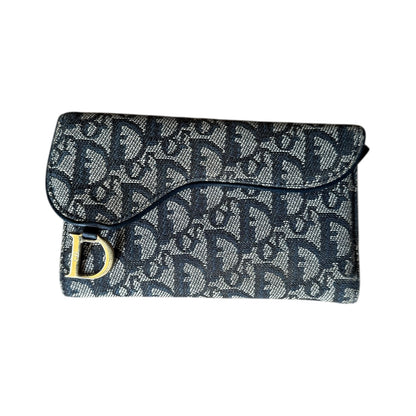 Portefeuille Saddle Toile Jacquard Bleu