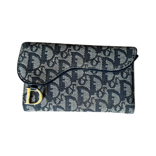 Portefeuille Saddle Toile Jacquard Bleu